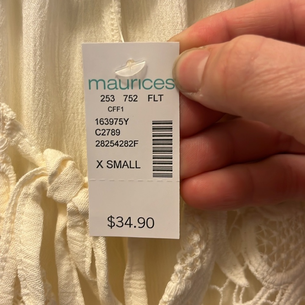 NWT Maurice’s White crochet Women's Top size XS - Picture 3 of 9